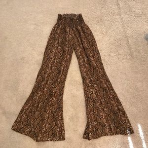 Snake skin flare pants